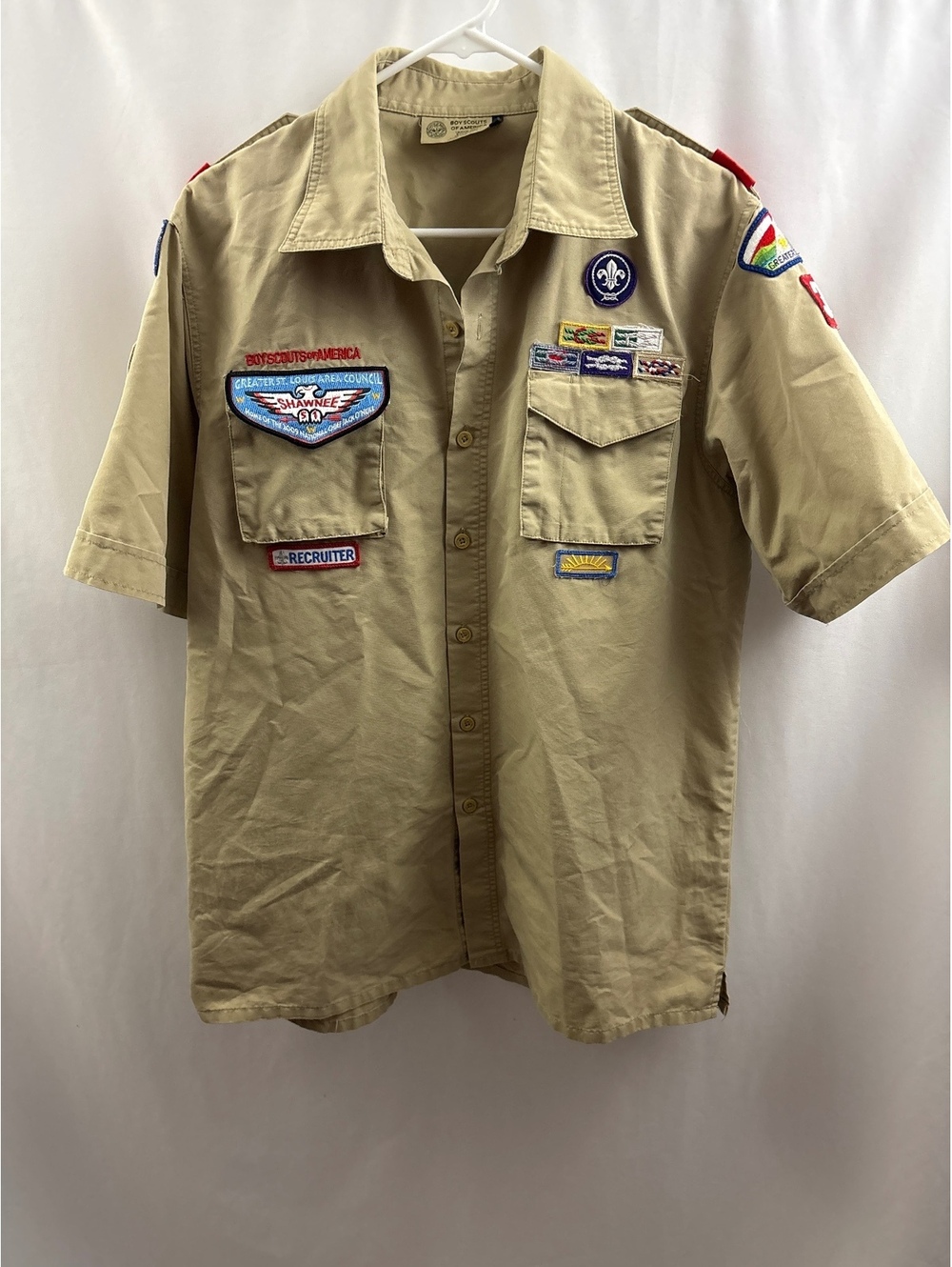 Boy Scouts of America Uniform Shirt with Patches Size Adult Medium